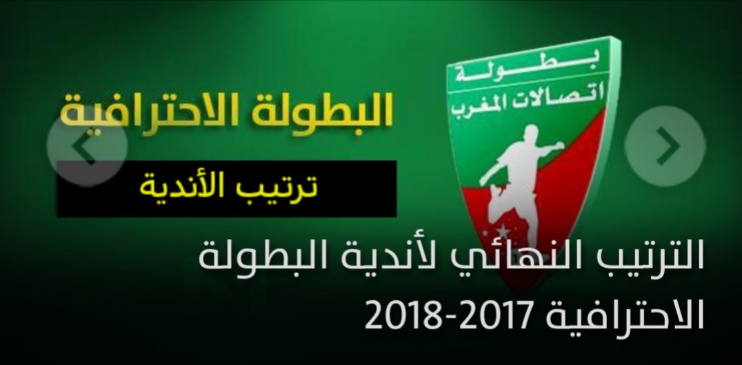 الترتيب النهائي لأندية البطولة الاحترافية 2017-2018